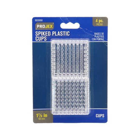 PROJEX Plastic Spiked Caster Cup Clear Square 1-7/8 in. W X 1-7/8 in. L , 4PK P0012